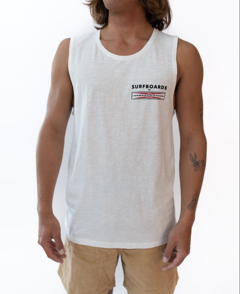 GS Corp Logo Muscle Top | Off White - Golden Breed
