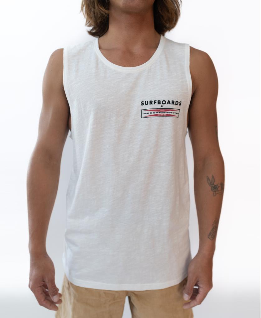 GS Corp Logo Muscle Top | Off White - Golden Breed
