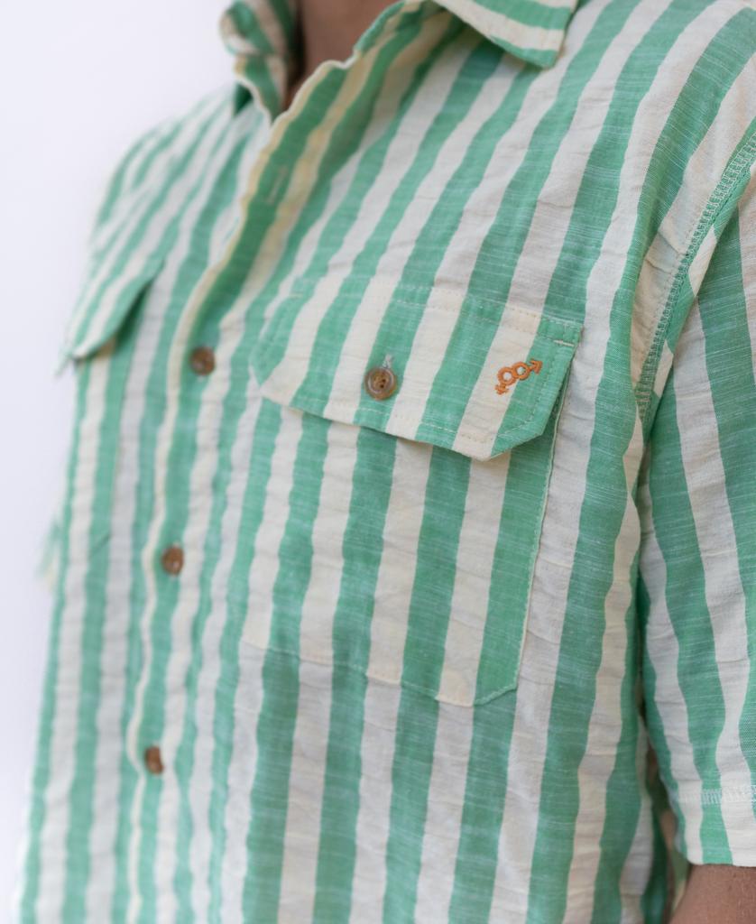 Muso Short Sleeve Shirt | Green Stripe - Golden Breed