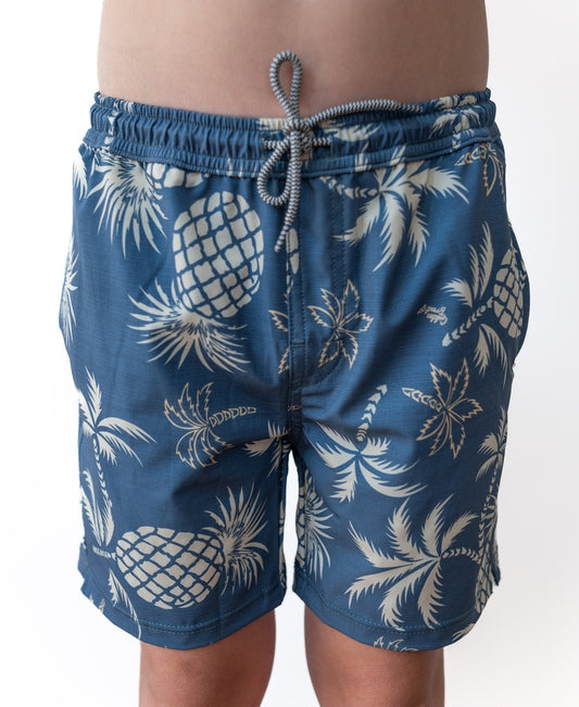 Pine-Palm Elastic Boys Boardie | Vintage Navy