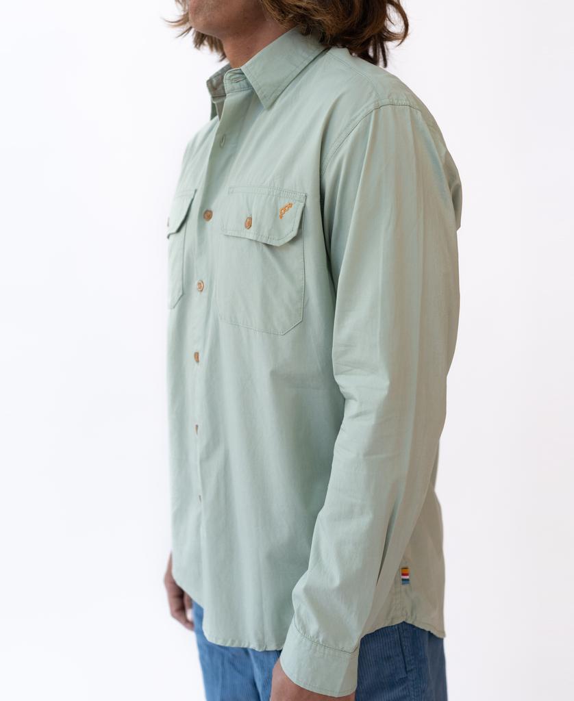 Grid Long Sleeve Shirt | Sage - Golden Breed