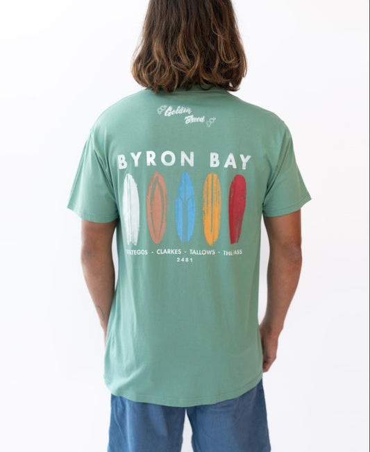 Byron Boards Tee | Surf Green - Golden Breed