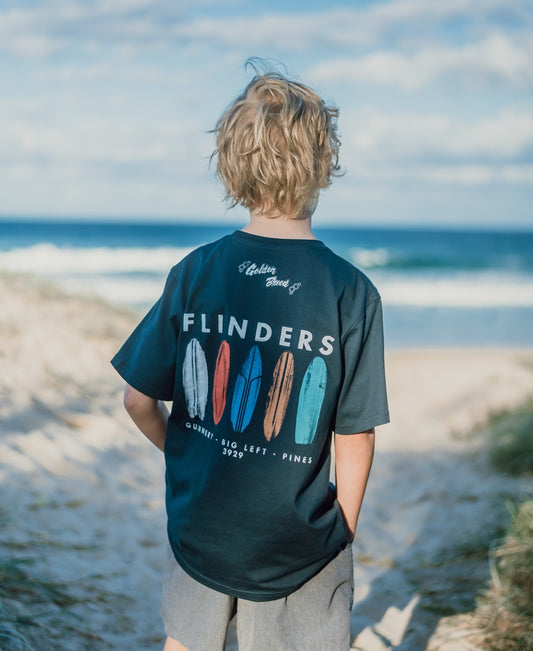 Flinders Boards Boys Tee | Navy-Golden Breed