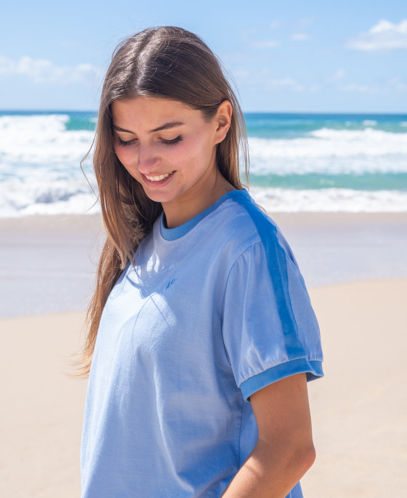 Golden Breed Becca Retro Tee | Finch/Surf Blue - T-Shirts