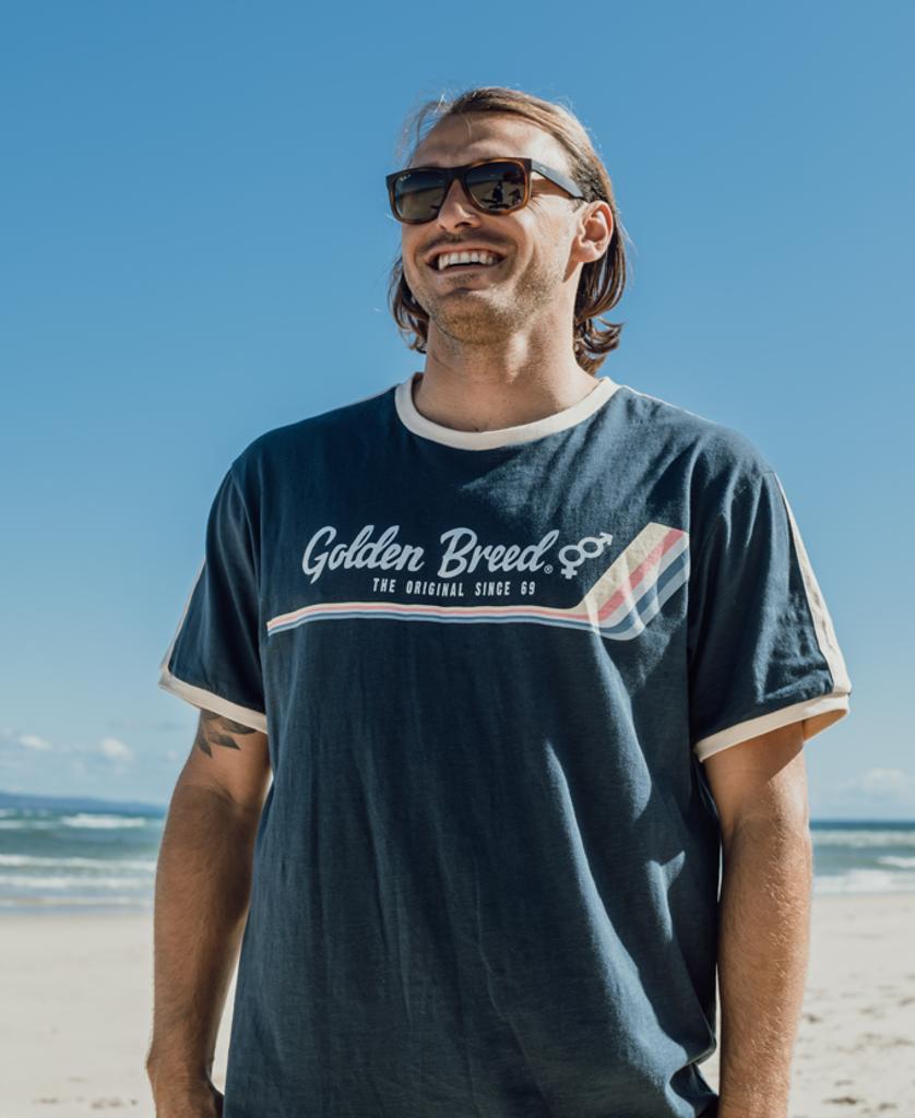 Retro Ringer Tee | Navy-Golden Breed