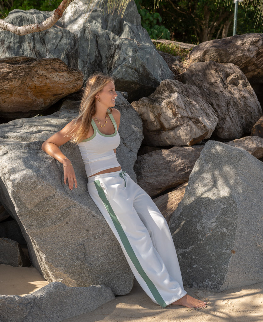 Golden Breed Connie Pant | Off White/Surf Green - Trousers