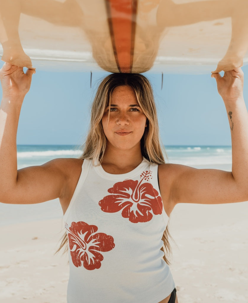 Rosa Hibiscus Tank | Wash Red