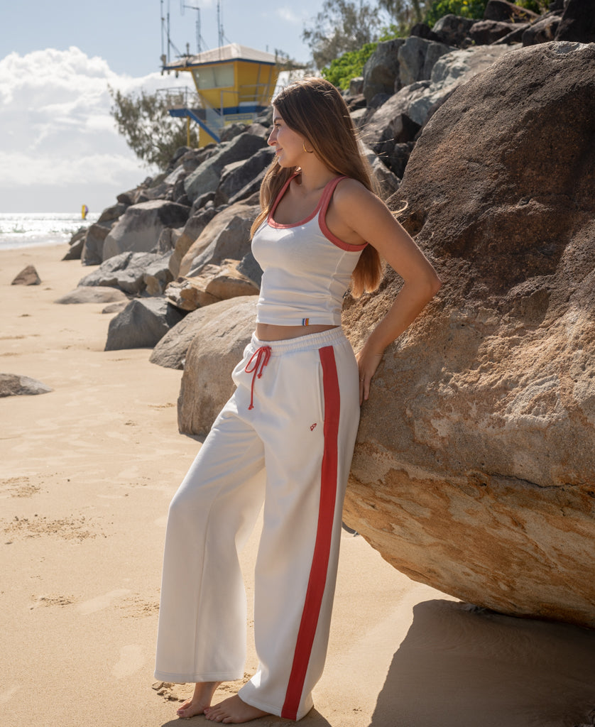 Golden Breed Connie Pant | Off White/Wash Red - Trousers