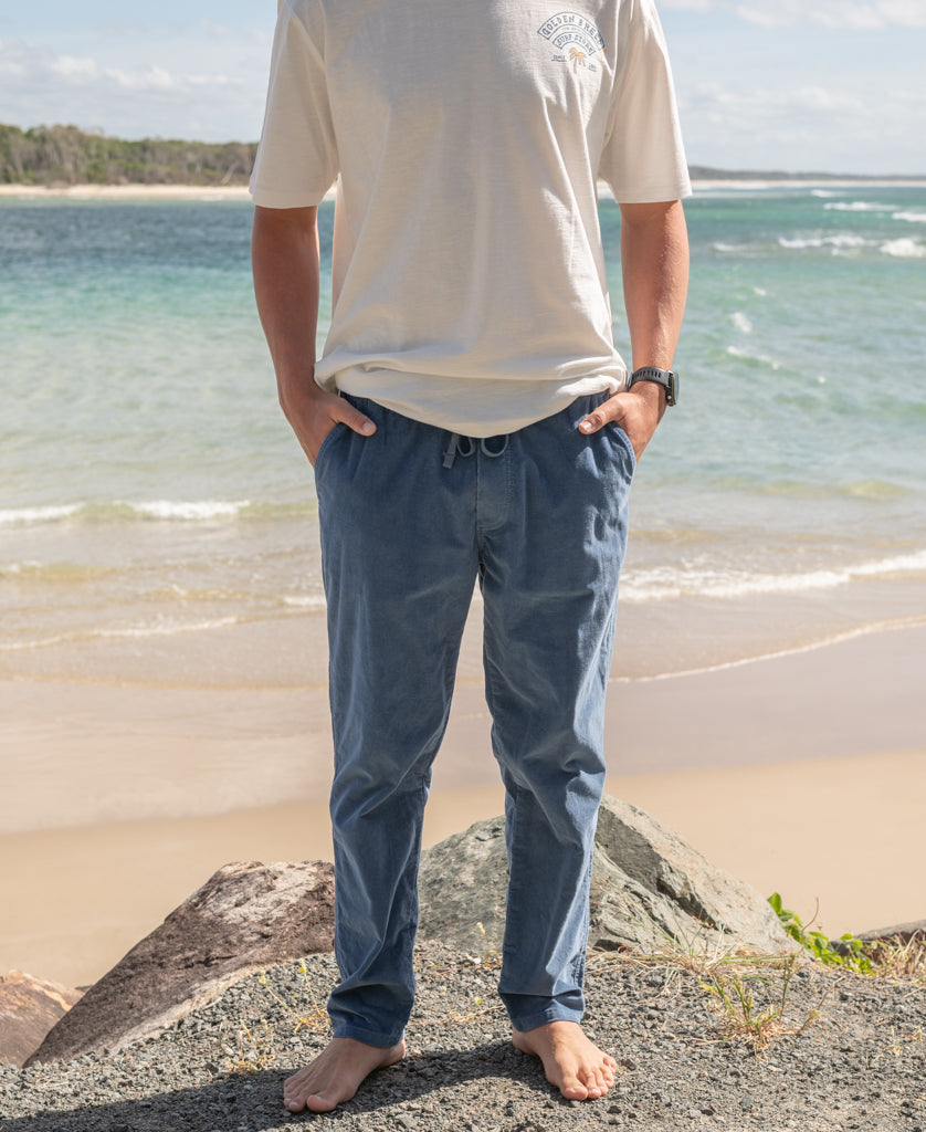 Golden Breed Fred Stretch Cord Pant | Blue Mist - Trousers