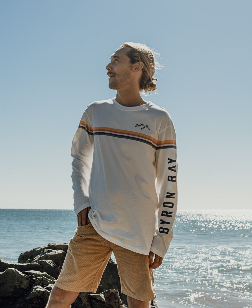 Byron Cali LS Tee | Off White-Golden Breed