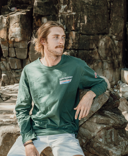 G&S Surfboards Comp LS Tee | Ivy Green