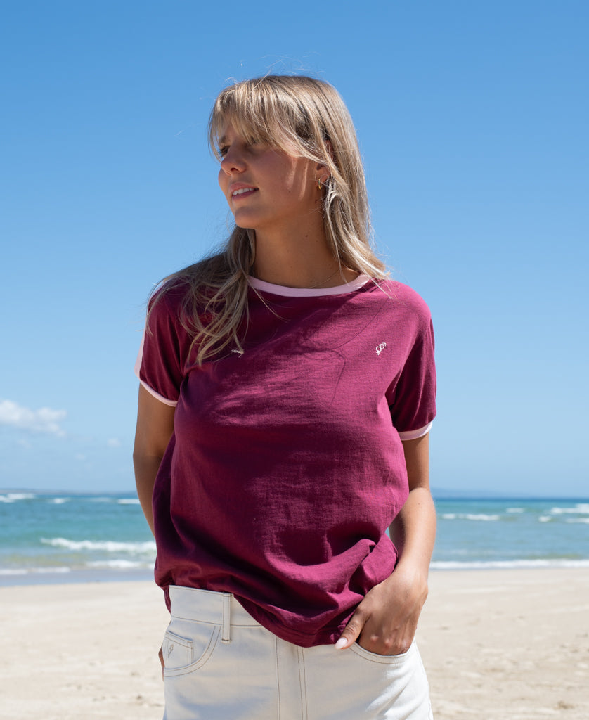 Retro Ringer Tee | Plum