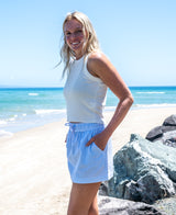 Golden Breed Gigi Linen Mini Skirt | Stripe - Skirts