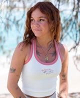 Golden Breed Aloha Ringer Tank | White - Tank Tops