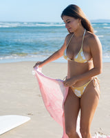 Golden Breed Kellie Tie Side Bottom Hibiscus | Lemon/Off White - Classic Bikinis