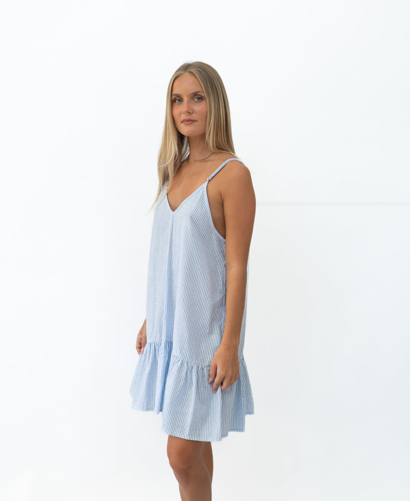 Amy Dress | Blue / White Stripe