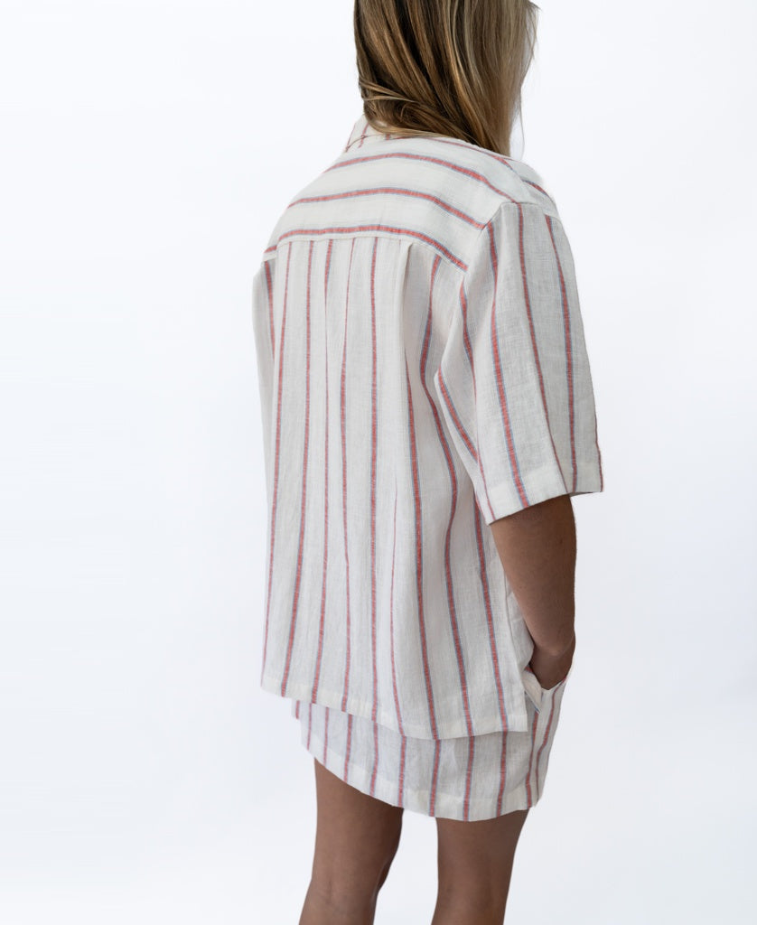 Golden Breed Bailey Shirt | Off White / Red Stripe - Shirts