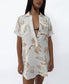 Bella Palm Island Dress | Beige/Off White