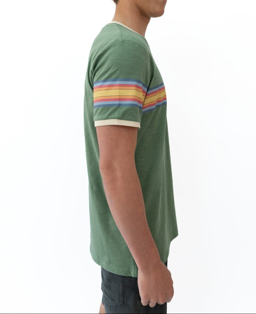 Golden Breed Birds Ringer Tee | Leaf Green - T-Shirts