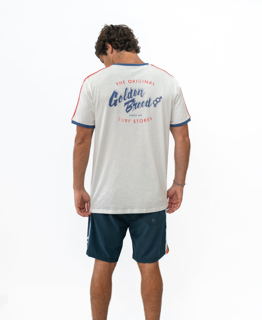 Golden Breed Break Ringer Tee | Off White - T-Shirts