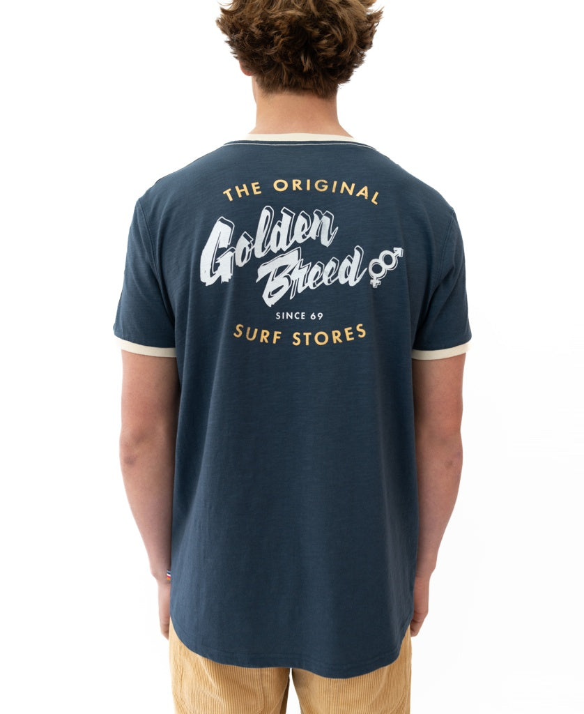 Golden Breed Break Ringer Tee | Navy - T-Shirts
