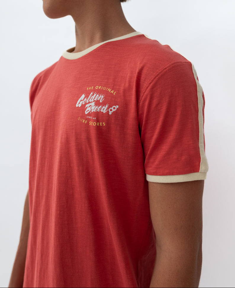 Golden Breed Break Ringer Tee | Wash Red - T-Shirts