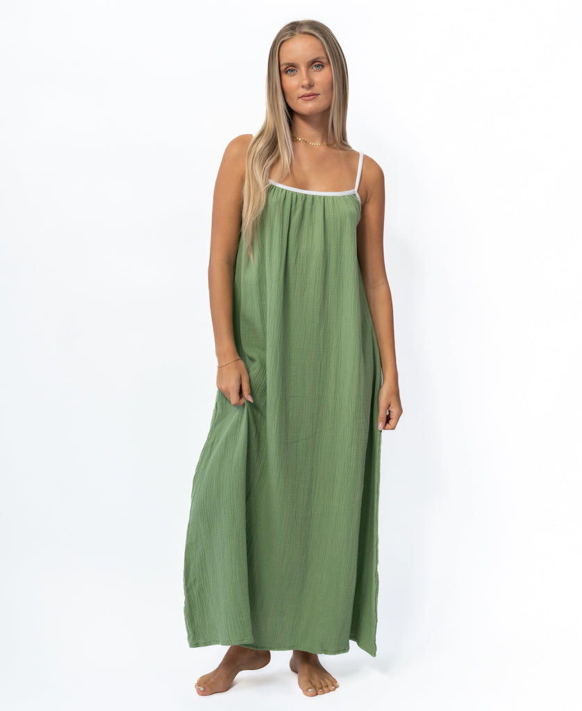 Camilla Maxi | Moss / White