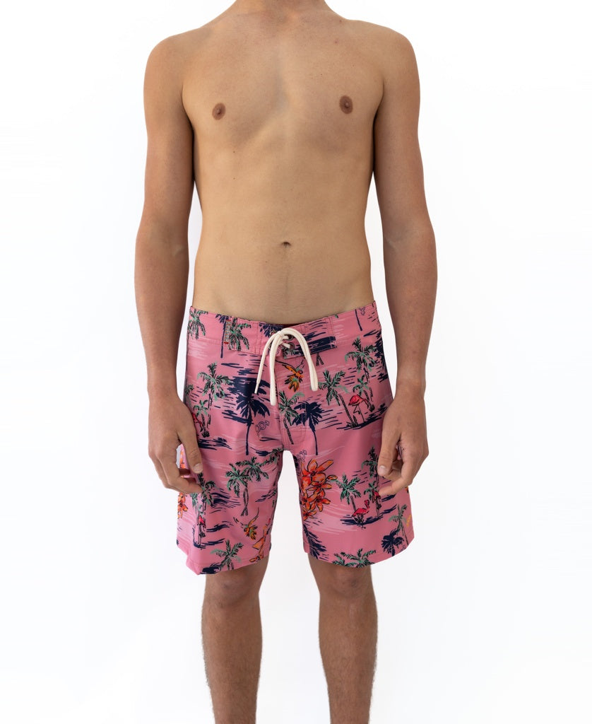 Golden Breed Flamingos Boardshort | Rose - Boardshorts