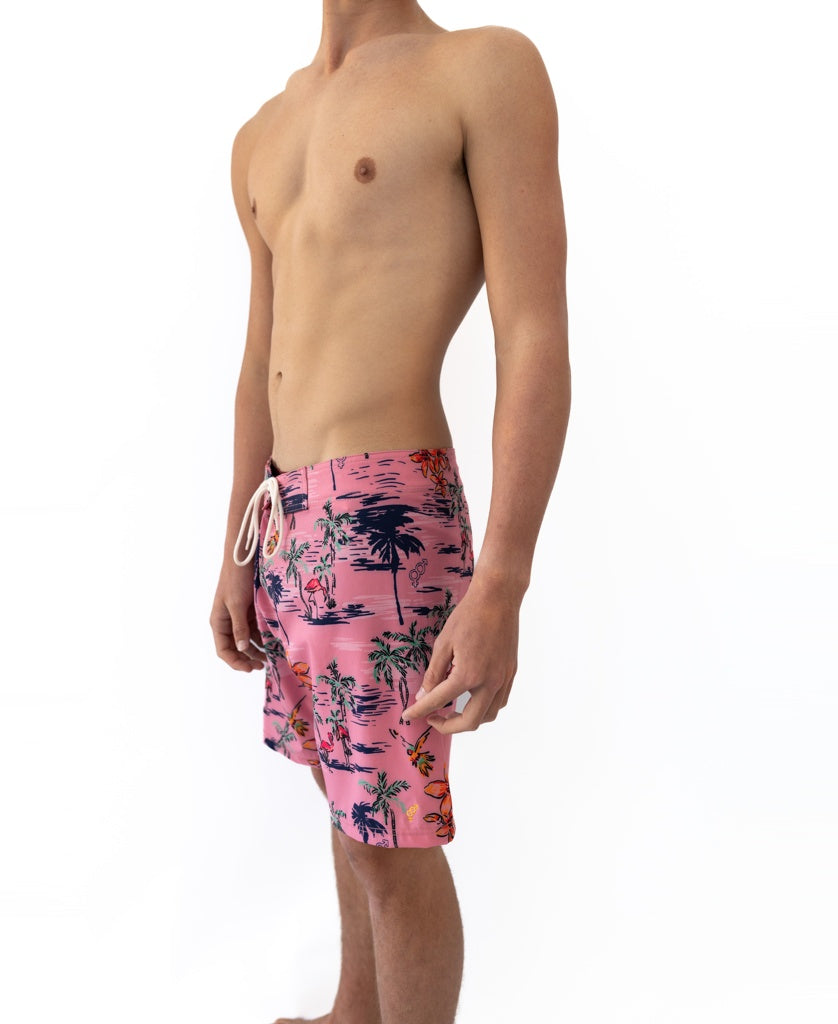 Golden Breed Flamingos Boardshort | Rose - Boardshorts