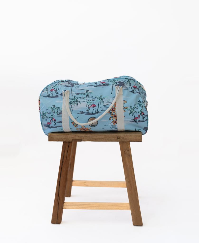 Flamingos Canvas Roll Bag | Turquoise