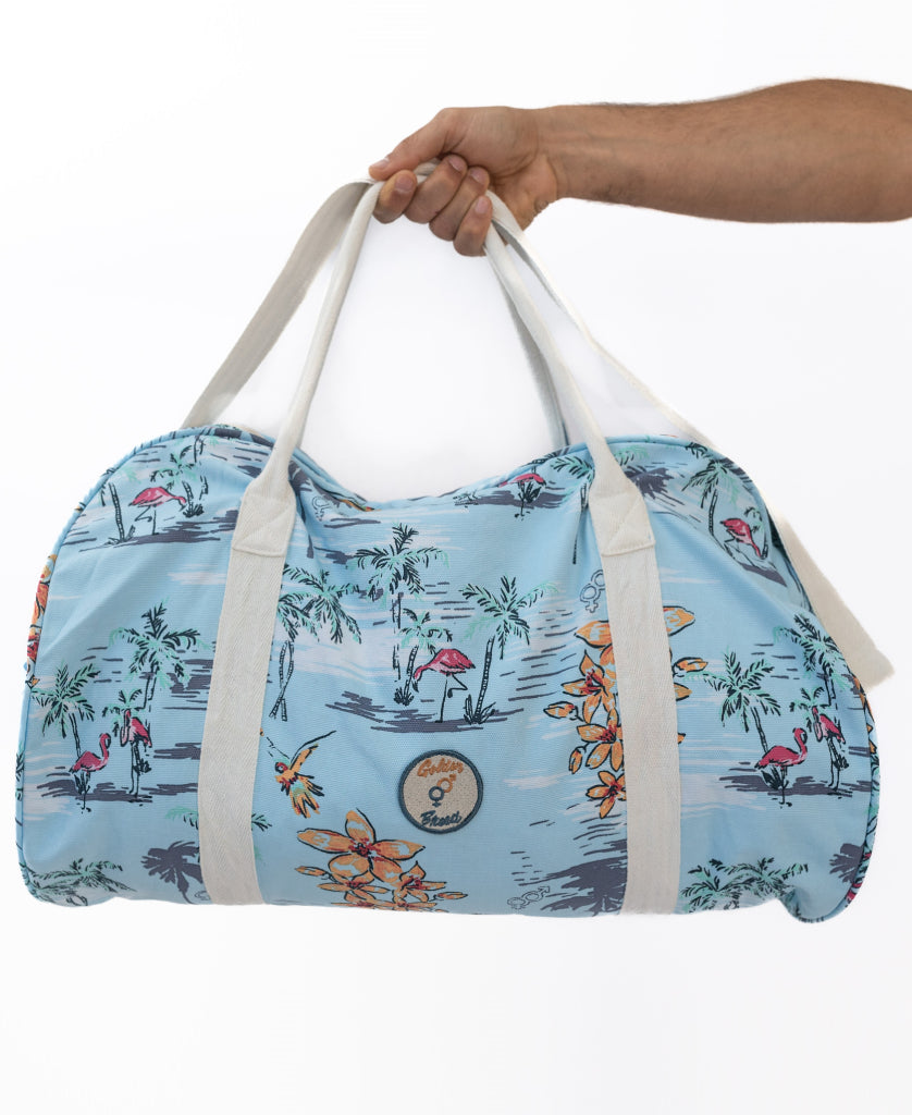 Flamingos Canvas Roll Bag | Turquoise