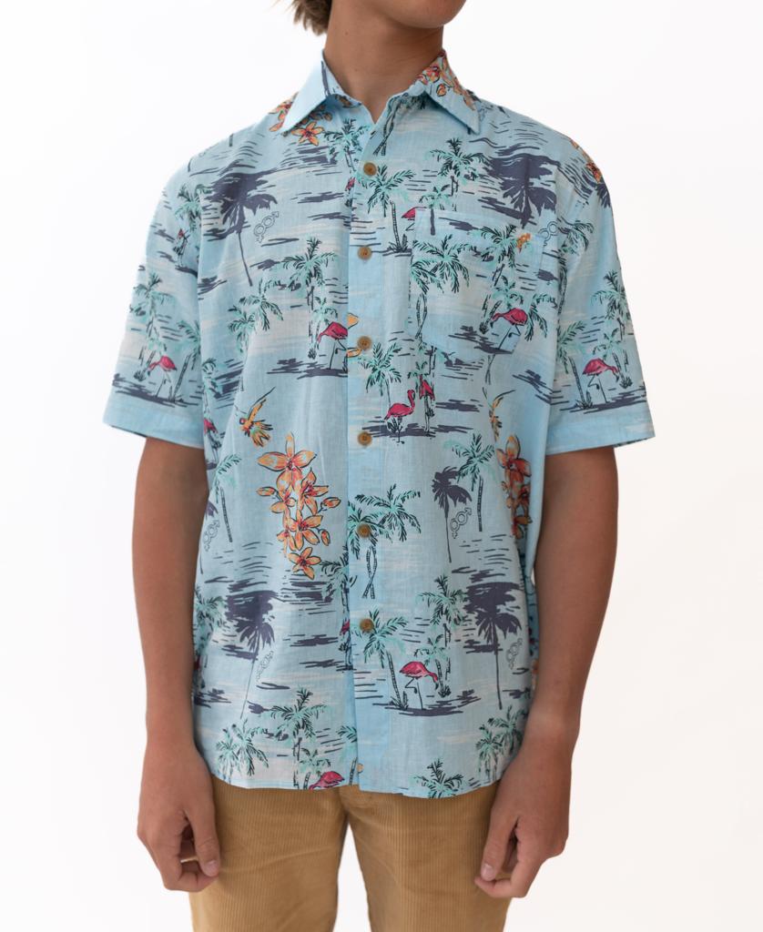 Flamingos Shirt | Turquoise
