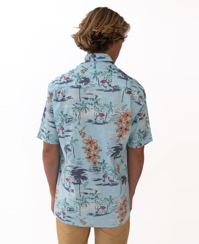 Flamingos Shirt | Turquoise