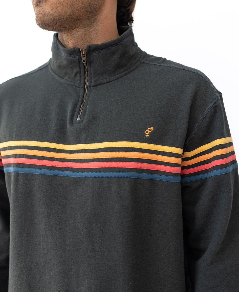 Fort 1/4 Zip Sweater | Wash Black-Golden Breed