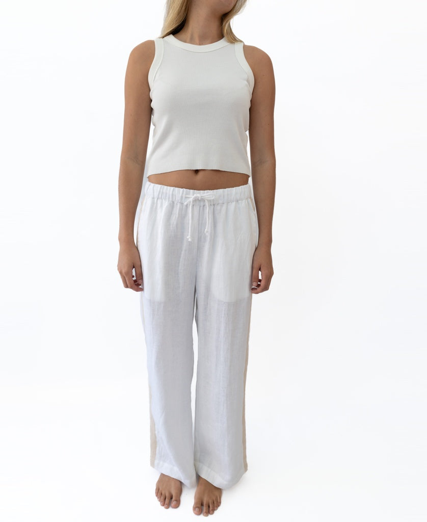 Golden Breed Gigi Retro Linen Pant | White - Trousers