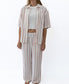 Gigi Linen Pant | Off White / Red Stripe