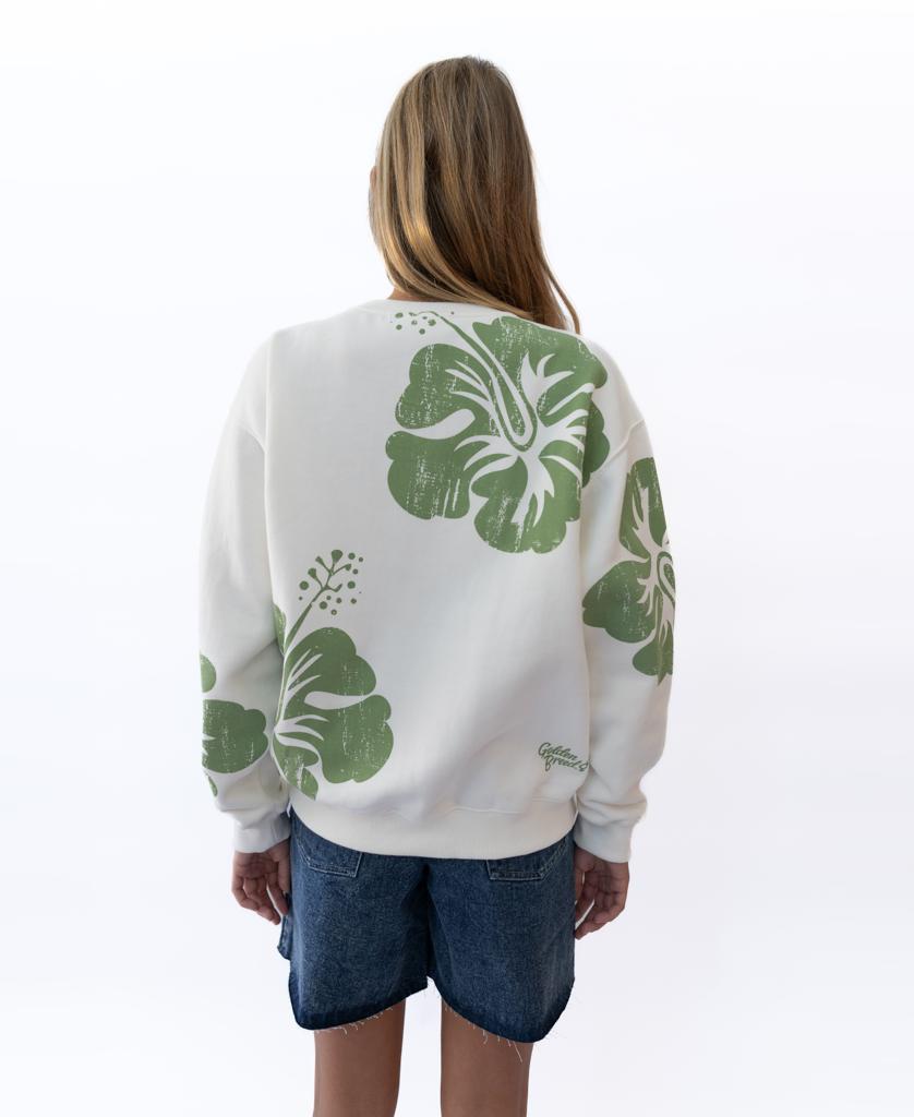 Hibiscus Sweat | Off White/Moss