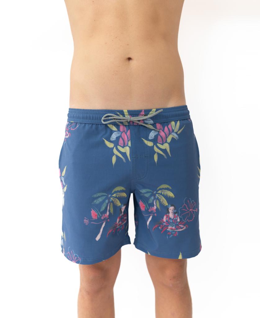 Hula Elastic Waist Boardie | Denim