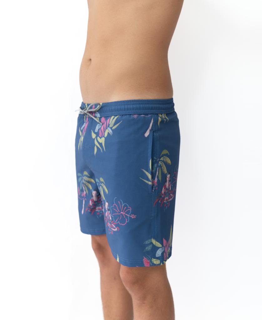 Hula Elastic Waist Boardie | Denim