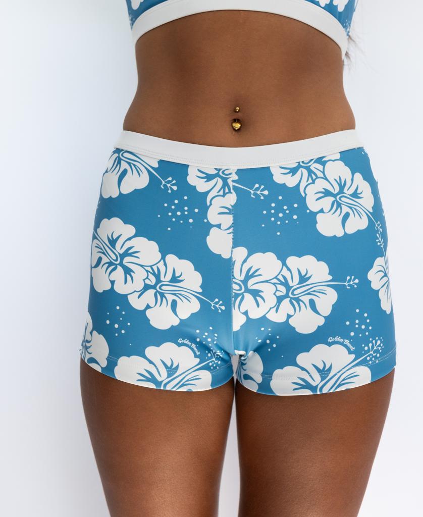 Jo Jo Short | Hibiscus Azure / Off White