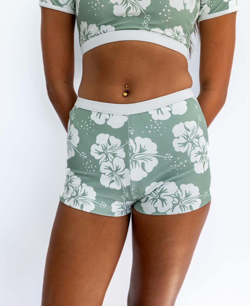 Jo Jo Short | Hibiscus Moss / Off White