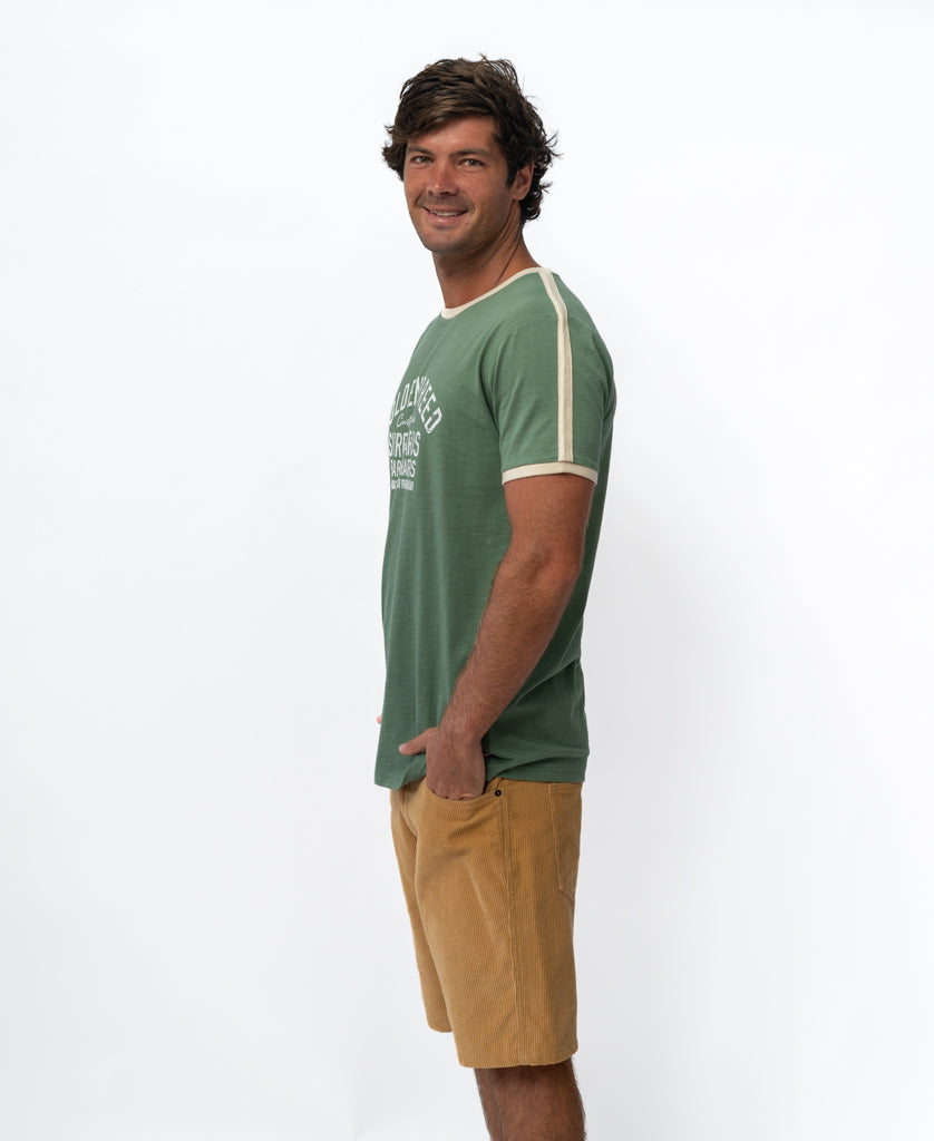 Golden Breed Kai Ringer Tee | Leaf Green - T-Shirts