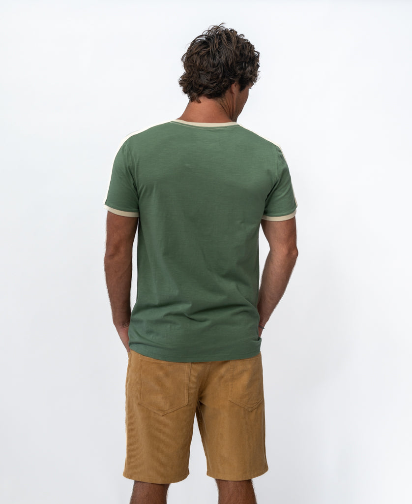 Golden Breed Kai Ringer Tee | Leaf Green - T-Shirts