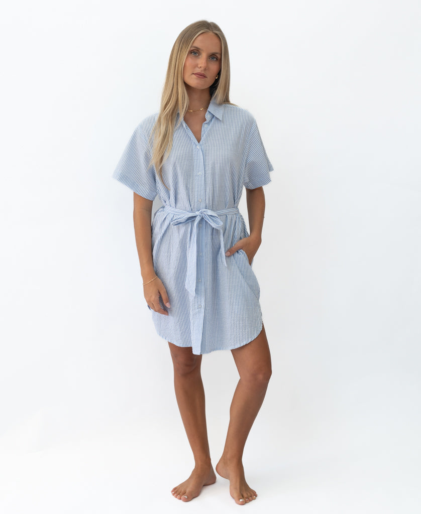 Lizzie Dress | Blue / White Stripe