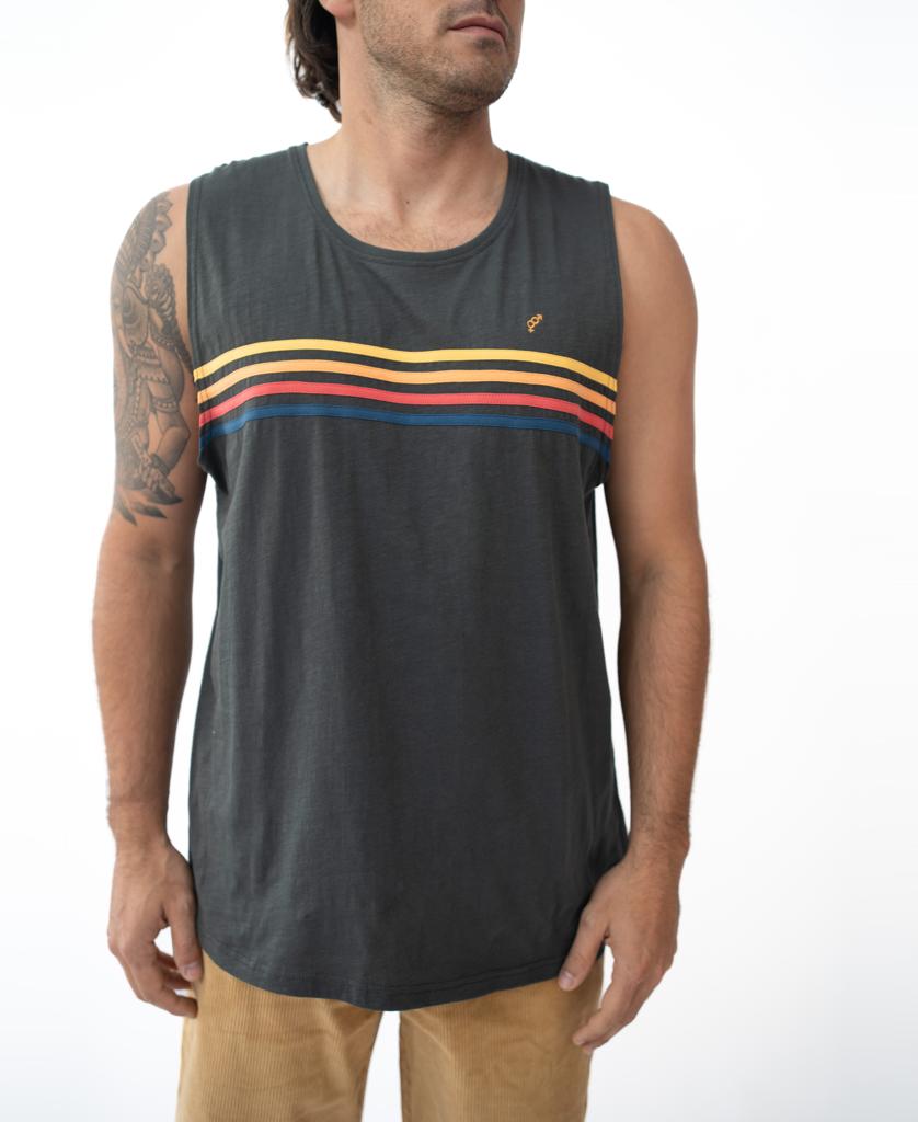 Long Island Muscle Tank | Wash Black-Golden Breed