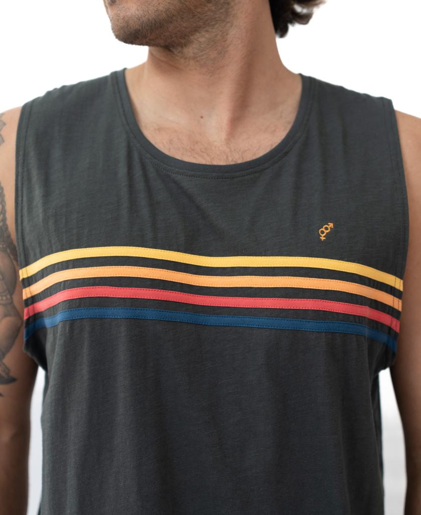Long Island Muscle Tank | Wash Black-Golden Breed