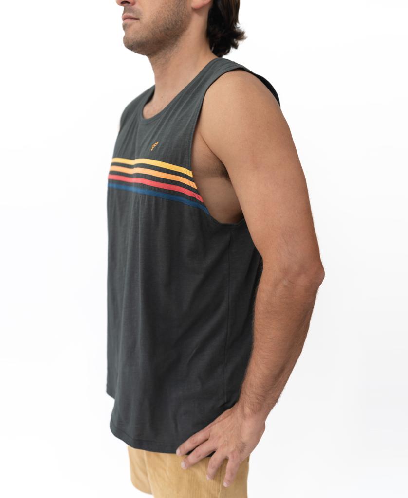 Long Island Muscle Tank | Wash Black-Golden Breed