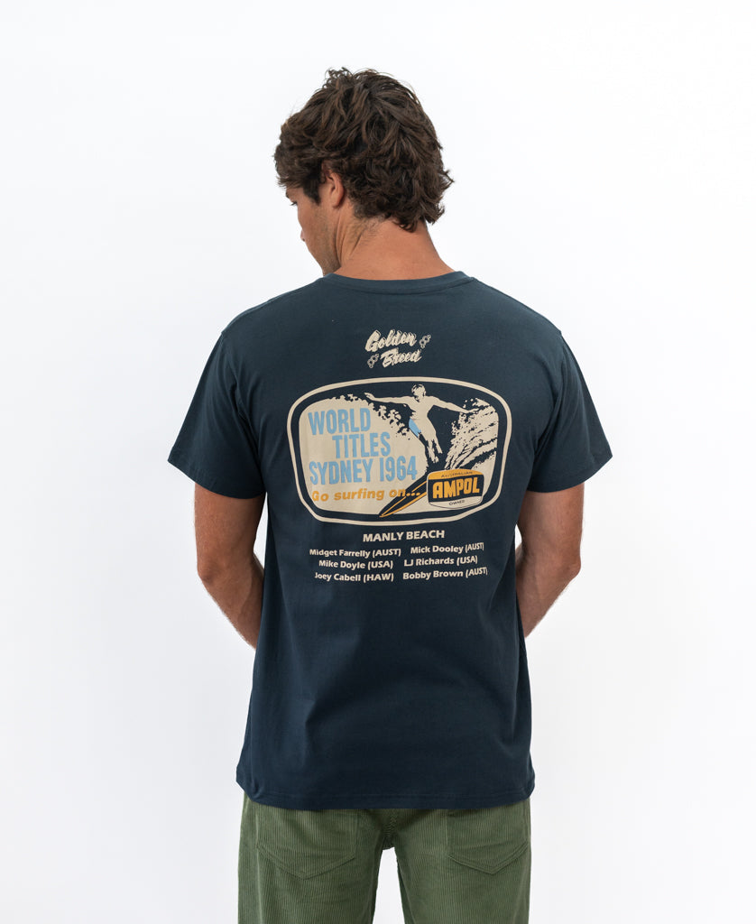 Golden Breed Manly Ampol Tee | Navy - T-Shirts