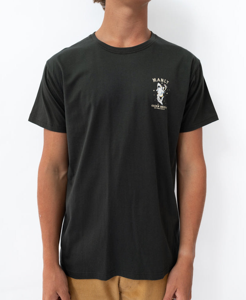 Manly Shark Girl Tee | Wash Black