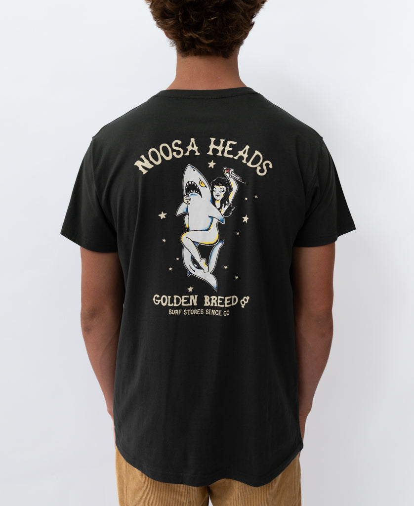 Golden Breed Noosa Shark Girl Tee | Wash Black - T-Shirts